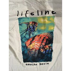 Hanes Shirt Mens Medium Beige Single Stitch AmazonBasin Lifeline 1992 Vintage